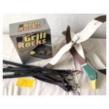 WOODEN WHIRLLY GIG, BUNGEES, and GRILLING ROCKS