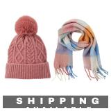 Pink 2 Piece Winter Scarf & Beanie Hat