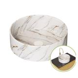 Round Stone-Pattern Ceramic Vessel Sink