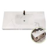 White Slate Ceramic Wall-Mount Bathroom Sink