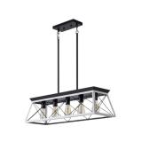 5 Light Farmhouse Chandelier White&Black -No Bulbs