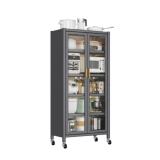 Open Door Storage Cabinet Multi-Level Shelf Grey