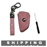 Pink Leather Key Fob Cover for BMW Car Key