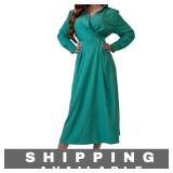 Women Green Turquoise Long Sleeve Dress M New