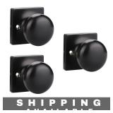 Gobekor 3 Pack Single Dummy Door Knob, Black