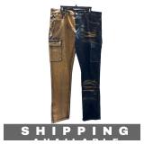 Cargo Jeans Two-Tone Denim Slim Fit Size 38 New