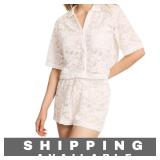 2 Piece Boho Lace Shirt & Shorts Set