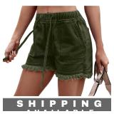 Casual Denim Shorts Raw-Hem Style 17' Waist