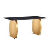 Black Faux Marble Dining Table Gold Base NIB(1of2)
