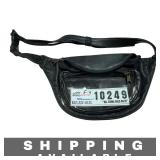 Multi Pocket Black Faux Leather Fanny Pack
