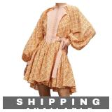 Women Orange Puff Sleeve Dress XS Sherbet New