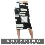 Pencil Skirt Geometric Black & White Print XL