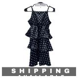 Mini Dress Polka Dot Tiered Ruffle Sleeveless New