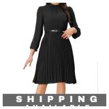 Allegra K Belted Black Midi Dress Size Medium