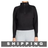 Women Mock Neck Half Zip Knit Top Black S New