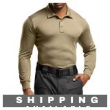 CQR Mens Tactical Long Sleeve Polo Khaki M New