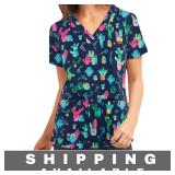 Scrub Top Womenï¿½s Short Sleeve V Neck Small New