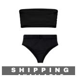 Two Piece Black Bikini Strapless Top & Brief
