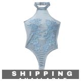 Lingerie Womenï¿½s Bodysuit Floral Lace Blue New