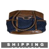 Chaps Navy Blue Polka Dot Canvas Shoulder Bag