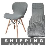 Set of 4 Grey Stretch Chair Seat Slipcover