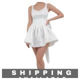 Mini Dress Satin with Bow Detail Large