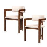 Lot of 2 Walnut and Beige Dining Chair New in Box