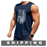 Mens American Flag Print Tank Top XXL New