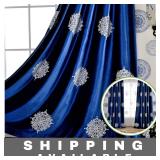 Dark Blue Velvet Blackout Curtains 52 x 84 Inches