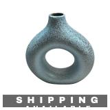 Silver Modern Donut Shaped Decorative Vase NIB