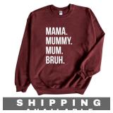 Women Burgundy Mama Mommy Bruh Sweatshirt 4XL New