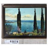 Antique Lake Garda Italy Lithograph Framed