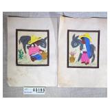 2 Mexican Original Paintings Children & Burros