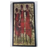 Vintage African Batik Textile Art in Frame