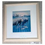 Framed Manatee Lithograph Signed