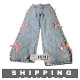 Girls Light Wash Wide-Leg Baggy Denim Jeans New