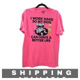 ODM Art Mens Dog T Shirt Neon Pink Medium New
