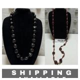 Necklace Beaded & Hawaiin Kukui Nut Lot of 2