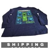 Long Sleeve Minecraft Creeper T Shirt Blue Medium