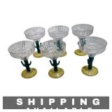 6 Cactus Stem Margarita Glasses with Yellow Bases