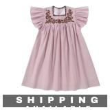Girl's Dress Embroidery 3/4 Sleeve Pink 3T New