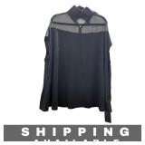 Blouse UOOZEE Mesh Batwing High Neck Black New