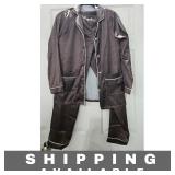 2 Long Sleeve Pajama Set Satin Silk Brown Small