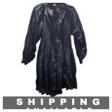 Bohemian Dress Floral Print Long Sleeve Black L