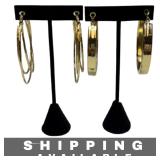 Gold Hoop Earrings & Triple Hoop Earrings Lot of 2