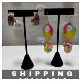 Handcrafted Rainbow Dangle & Hoop Earring Lot of 2