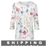 Top Floral 3/4 Sleeve Tunic Women 2XL