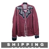 Western Print Shirt  Slim Fit Button Down Men XL