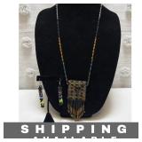 2 Handcrafted Beaded Earrings & Necklace Purse