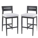 Set of 2 Ember Black Bar Stools Set New